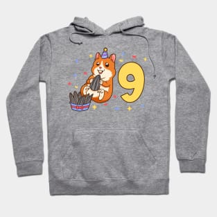 I am 9 with hamster - kids birthday 9 years old Hoodie